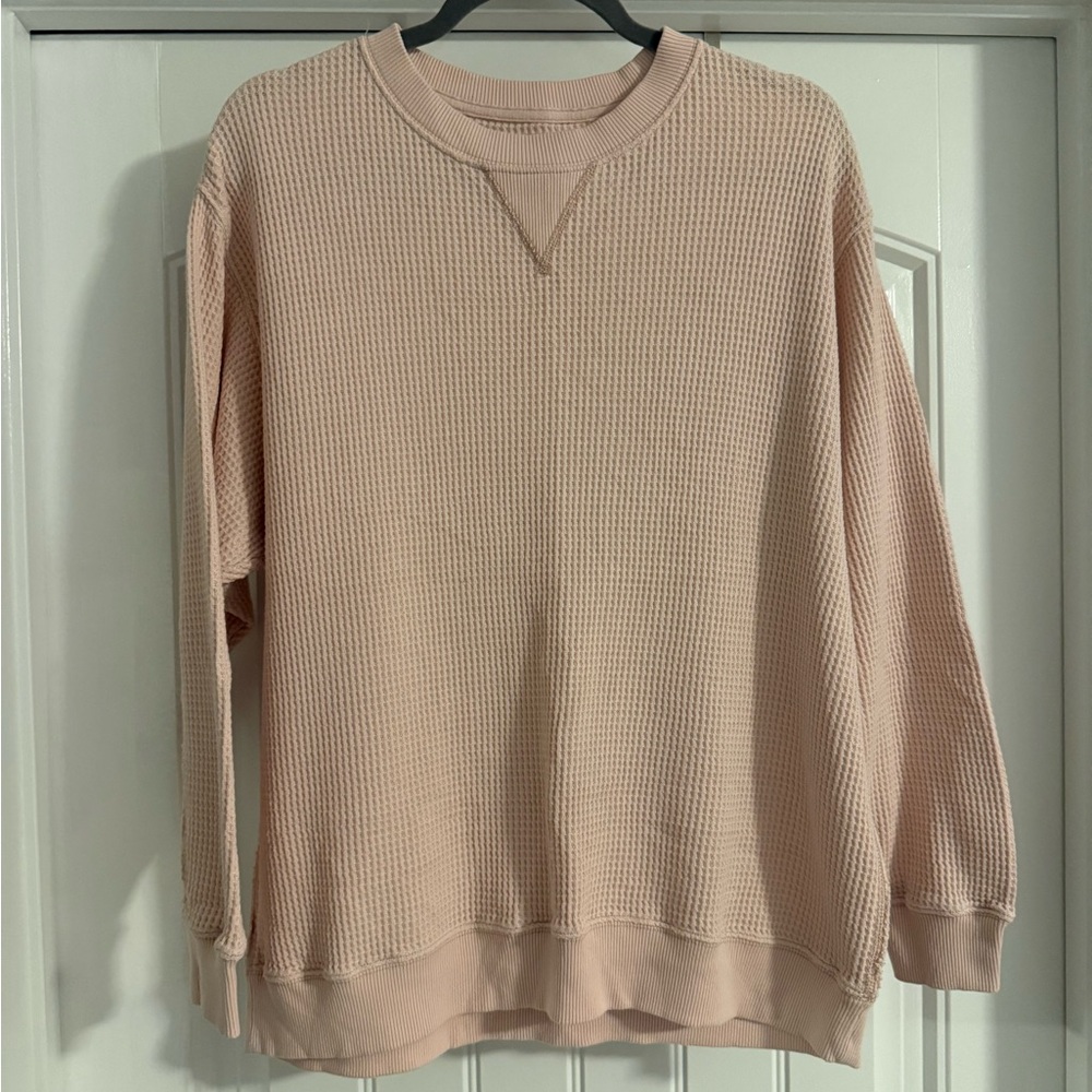Aerie Pink Waffle Knit Sweatshirt